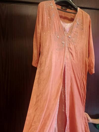 lulusar dress on silk stone work shirt and duptta