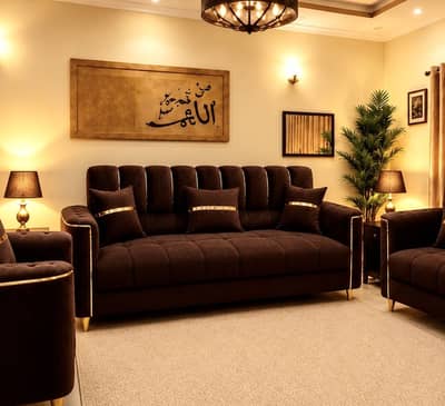 5 seater sofa | Medicated Foam | Brown Velvet
