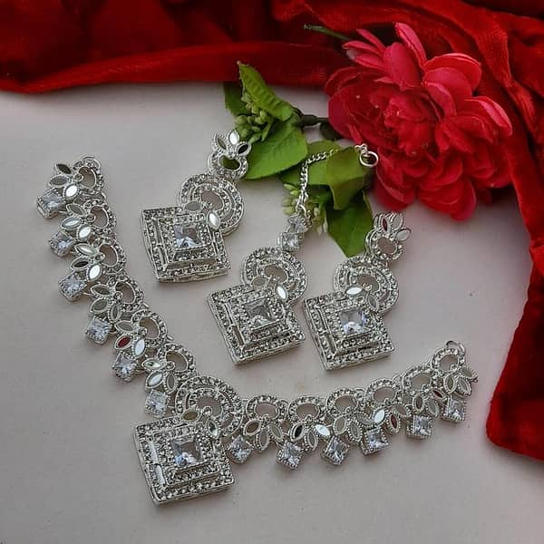 Fancy Zircon Necklace Sets by Farshiya Kundan: Elegant Party Jewelry