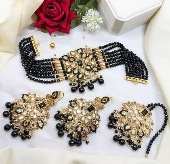 Zircon Farshiya Kundan Crystals Choker Sets – Fancy Hyderabadi Jewelry
