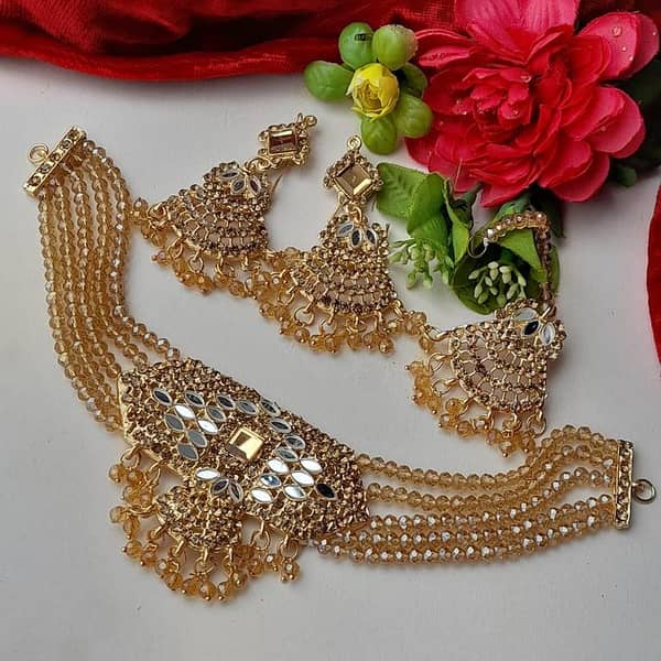Fancy Crystals Hyderabadi Guluband Chokars Sets