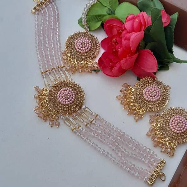 Fancy Crystals Hyderabadi Guluband Chokars Sets
