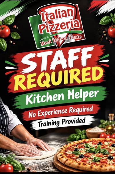 Pizza shop may larkay ki zarorat hai helper