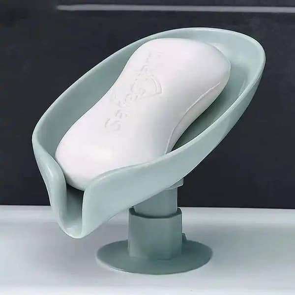Leaf Shape Self-Draining Soap Dish | Suction Soap Holder for Bathroom & Kitchen