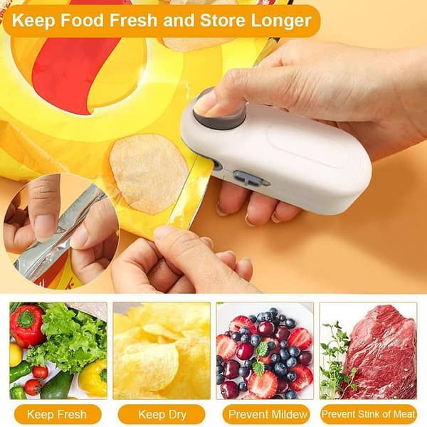 Mini Bag Heat Sealer 2-in-1 with Cutter | Portable Plastic Food Packet Sealing Machine