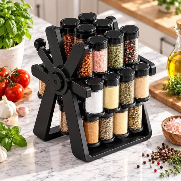 18 Jar Rotating Spice Rack 360° | Ferris Wheel Kitchen Spice Organizer