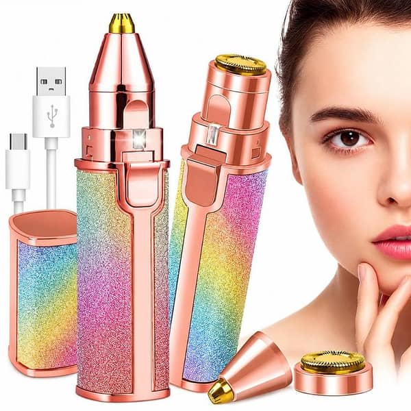 2 in 1 Electric Eyebrow Trimmer & Facial Shaver | Rechargeable Painless Hair Remover for Women
