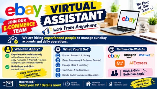**Experienced eBay Virtual Assistant Required | E-Commerce Jobs | Boys