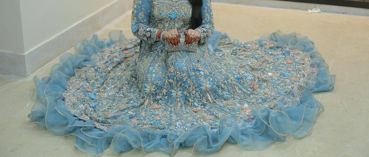 Premium Sky Blue Bridal Maxi – Medium Size | Net Fabric | Heavy luxury ...