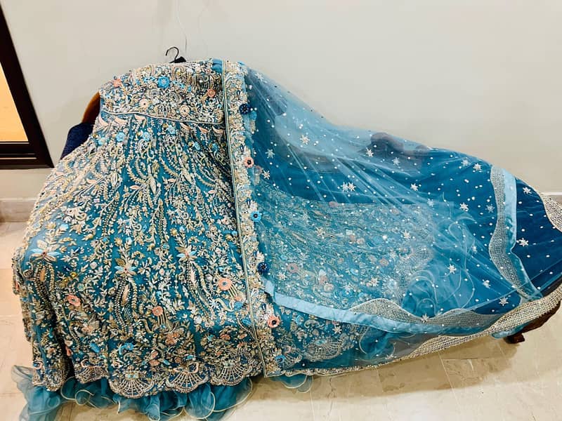 Premium Sky Blue Bridal Maxi – Medium Size | Net Fabric | Heavy luxury ...