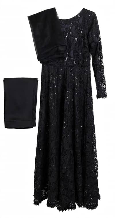 3 piece black party wear maxi dress