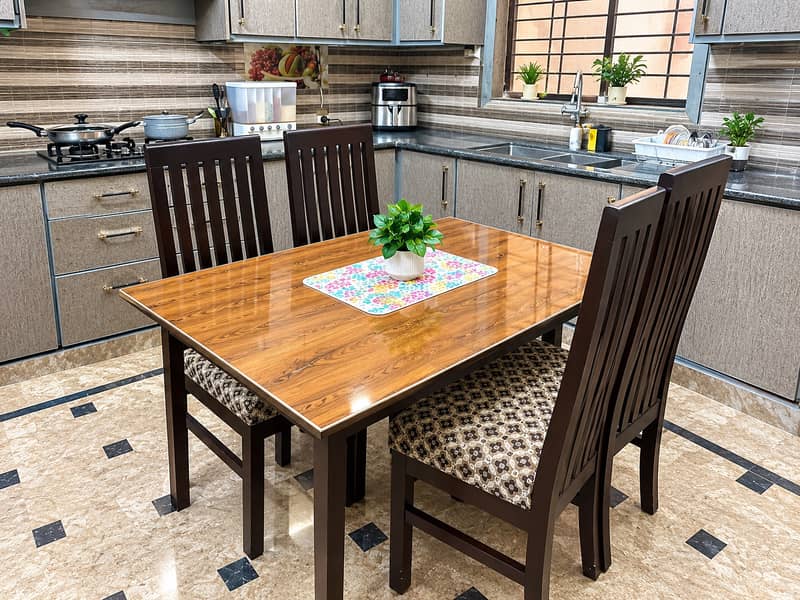Elegant Wooden Dining Table with Chairs – Stylish Dining Set 0
