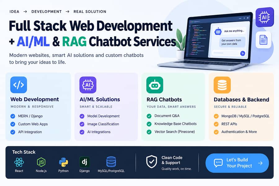 Full Stack Web Development | AI/ML & RAG Chatbot Services 0