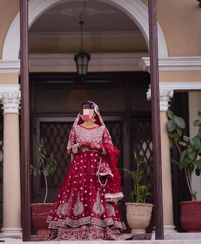 Luxury Maroon Bridal Lehenga | Heavy Kora Dabka Work | Rs. 125,000