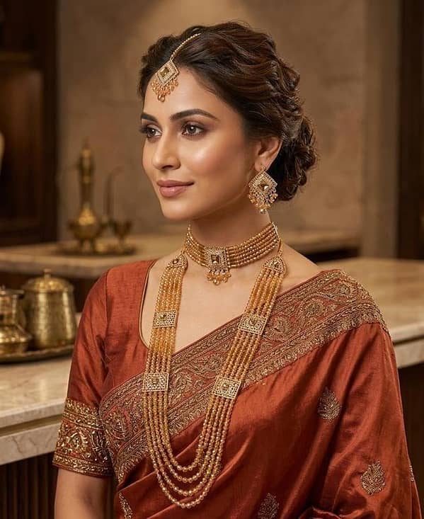 Double Mala Guluband Choker Set with Kundan Pearls