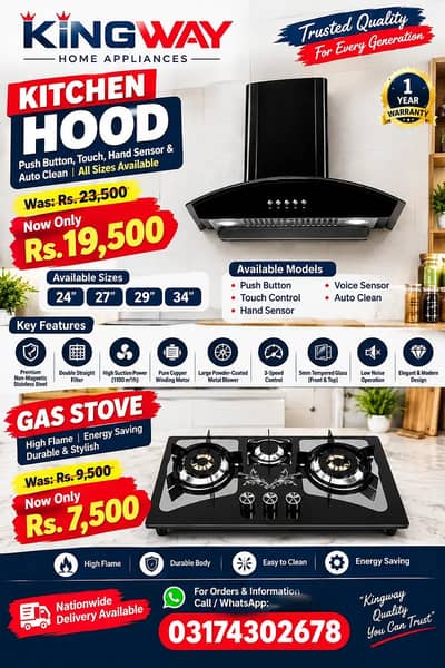 Kitchen Hood Imported Push Button,Touch,Hand Sensor All Sizes Availabl
