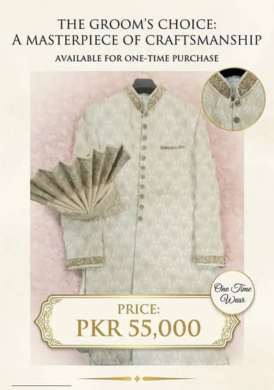 Groom Sherwani (Complete Set) – Excellent Condition