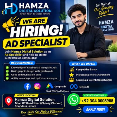 Hiring Ad Specialist – Lahore