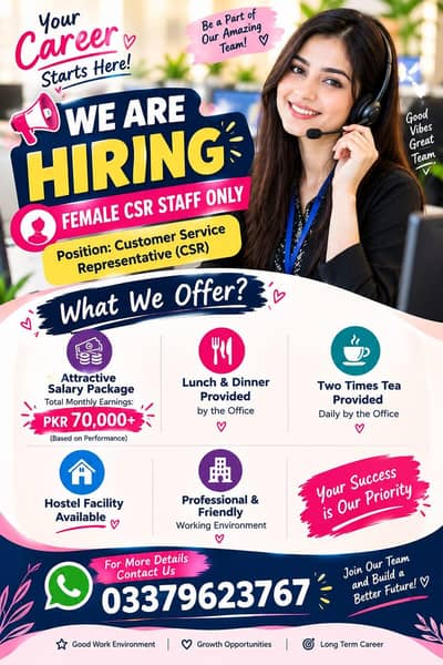 Hiring Female CSR professional call Center