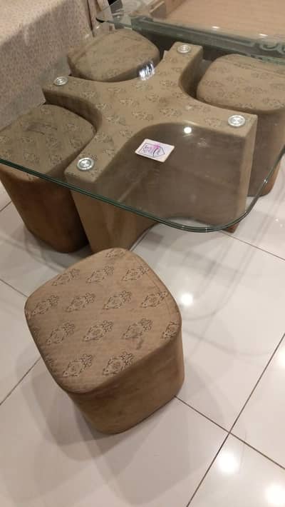 velvet sofa set and high back chair with centre table