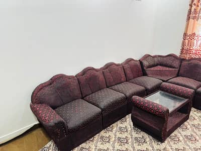 Sofa set L Shape 6 seater 8 pcs (1 corner and 1 table)