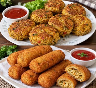 Homemade Spaghetti Kabab & Bread Rolls