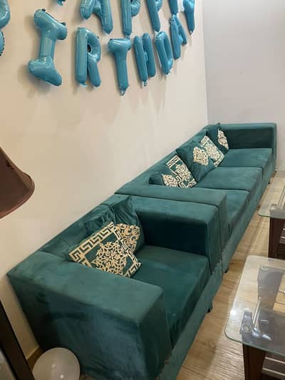 6 Seater Sofa Set for Sale – Teal Green