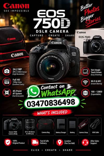 Canon 750d DSLR camra