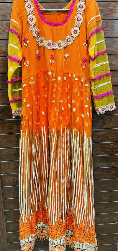 long frock, condition 10/9 best for mehndi and mayonn cutwork style