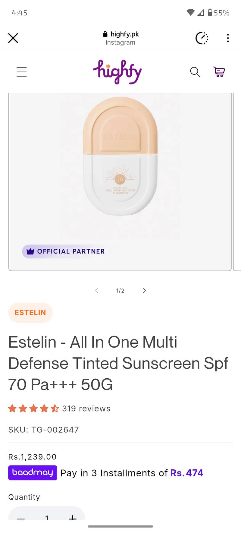 Esteline Sunscreen 0