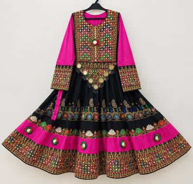 Black & Pink Heavy Embroidered Flared Anarkali Frock – Party Wear