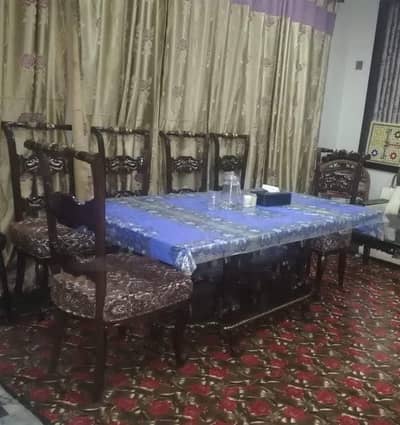 6 seater sheesham wood dining table set with chairs -Excellent conditn