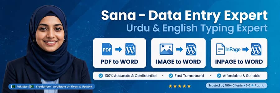 Urdu English Typing Expert - PDF to Word Work