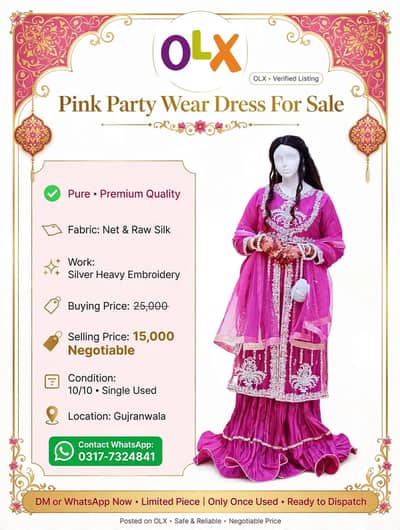 pink party wear dress/Formal 25،000 Buying۔10/10 Condition