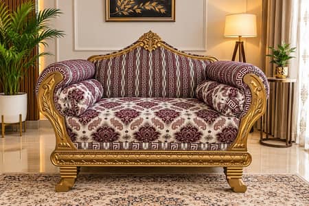 Royal Sofa Set 3+2+1 Golden Carved