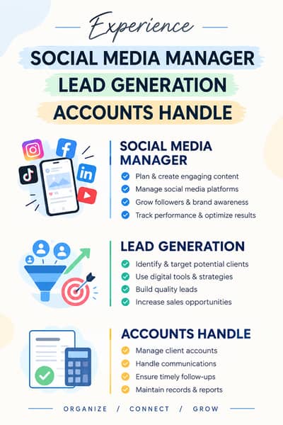 EXPERIENCE SOCIAL MEDIA MANAGER | LEAD GENERATION | ACCOUNT HANDLING
