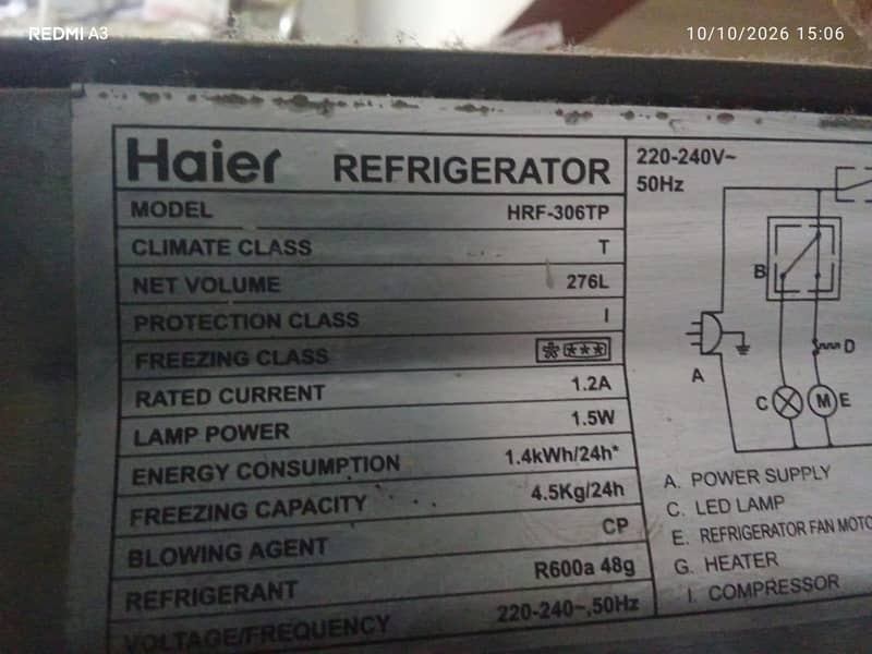 Haier model HRF-306TP 7