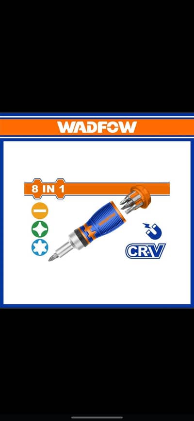 WADFOW CR-V 8 IN 1 STUBBY RACHET SCREW DRIVER SET