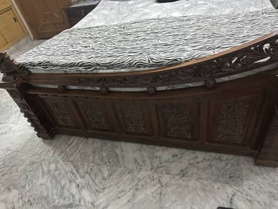Chiniot wooden bed set with side tables and dressing table