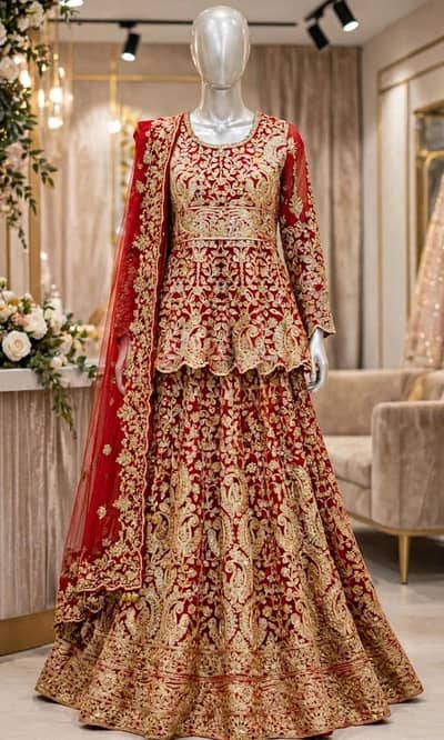 BRidal lengha (red &golden)