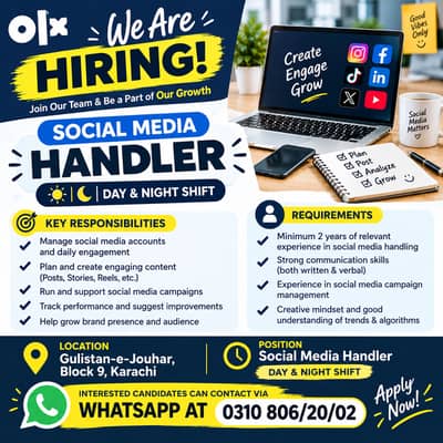 Social Media Handler Required – Karachi | Day Shift