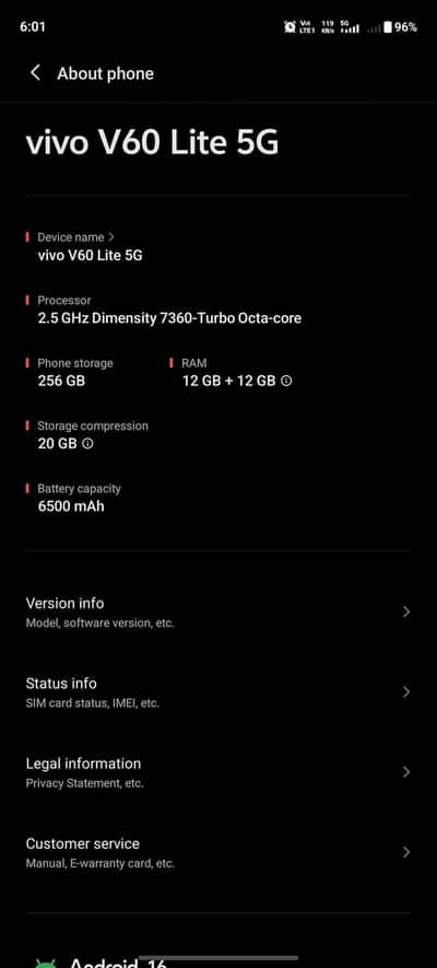 Vivo V60 Lite 5G 12+12/256