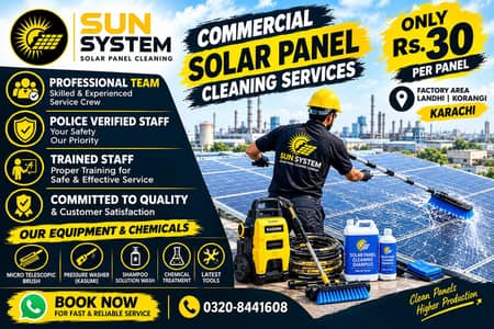 Factory & Industrial Solar panel Cleaning Karachi | SUN System
