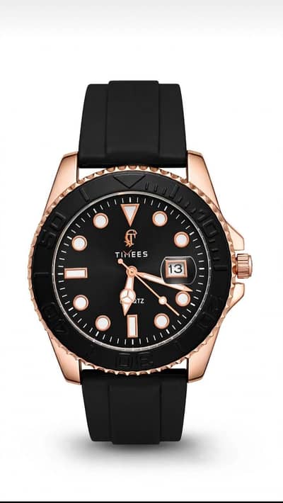 TIIEES Gents Watch Black & Rose Gold - Date Working - Rs 1800