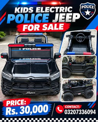 Police Jeep Kids Car - With Box Remote Charger - Excellent