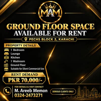 GROUND FLOOR SPACE AVAILABLE FOR RENT FOR SILENT COMMERICAL