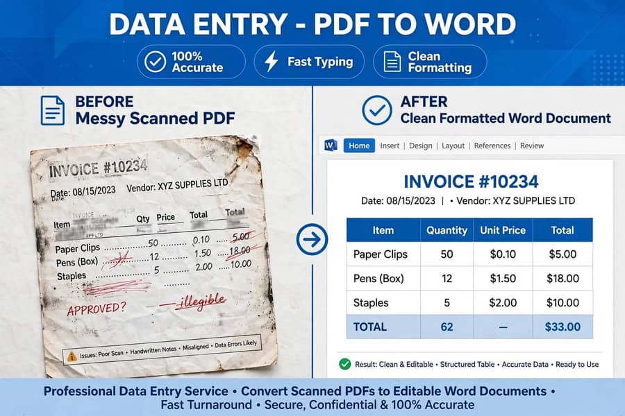 PDF to word typing service and professional cv maker 1