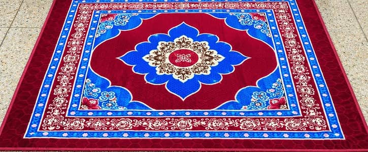 Red And Blue Printed Carpet