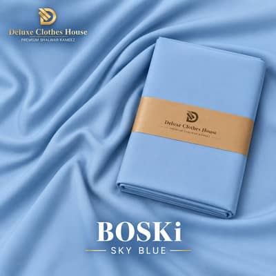Premium Sky Blue Boski Fabric 4.5 Meter | Soft & Smooth Wash & Wear U