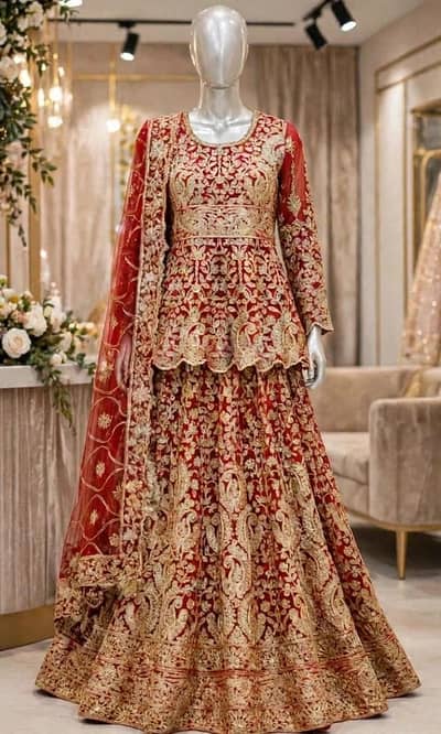 BRidal lengha (red &golden)